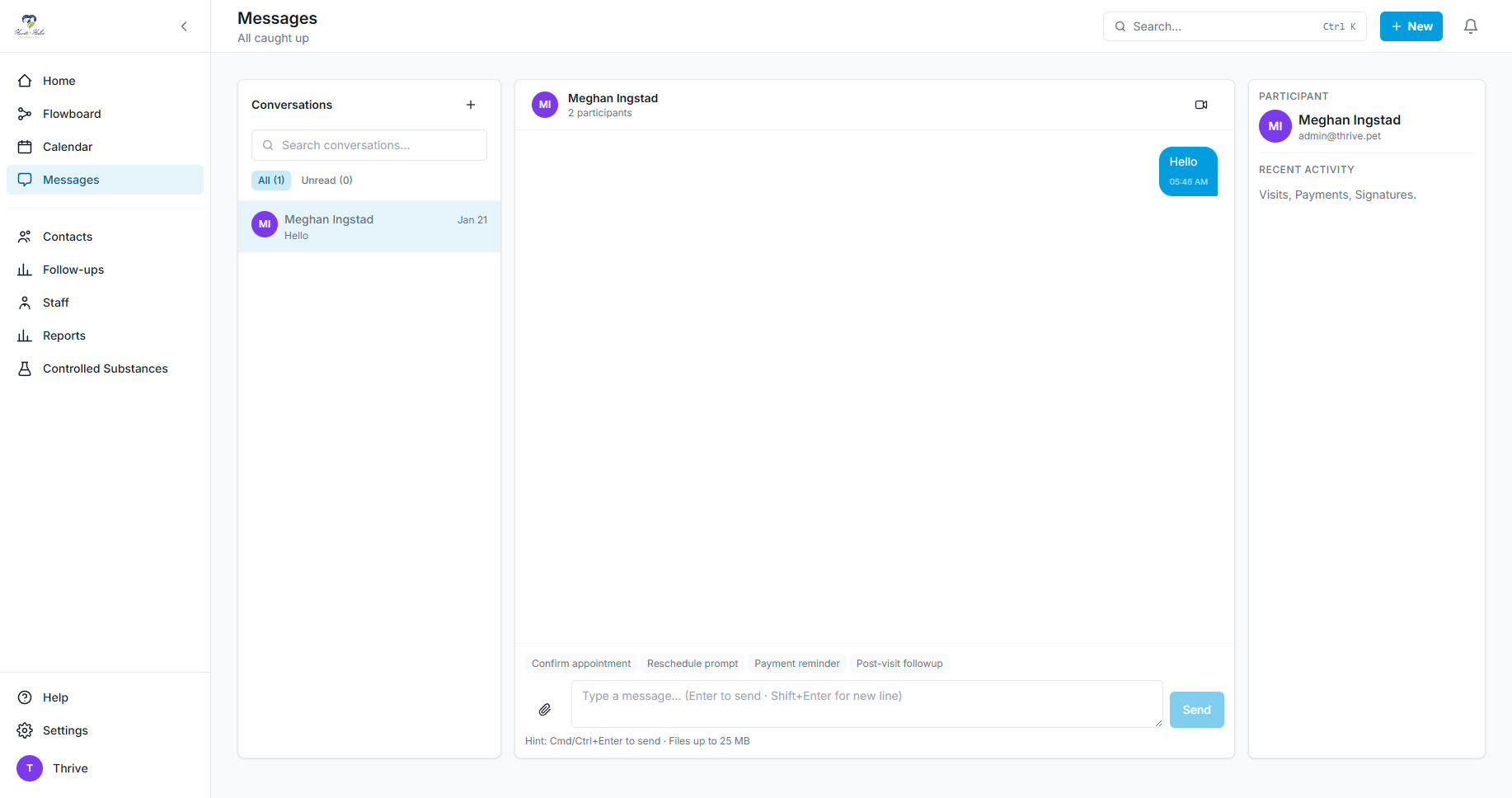 Client messages with templates